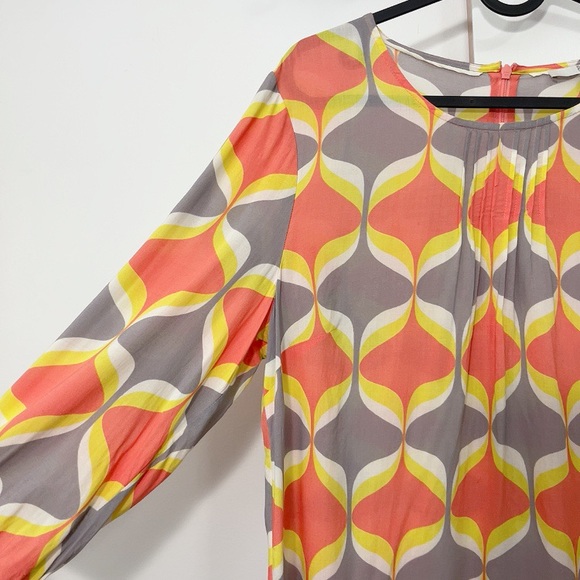 BODEN | ORANGE & GRAY PRINTED POCKET TOP BLOUSE - Picture 4 of 12